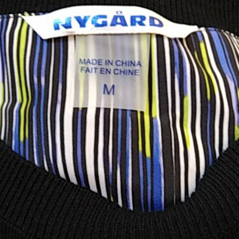 NYgard Black Light Weight Knit Top Stripe Hem M - Picture 5 of 7